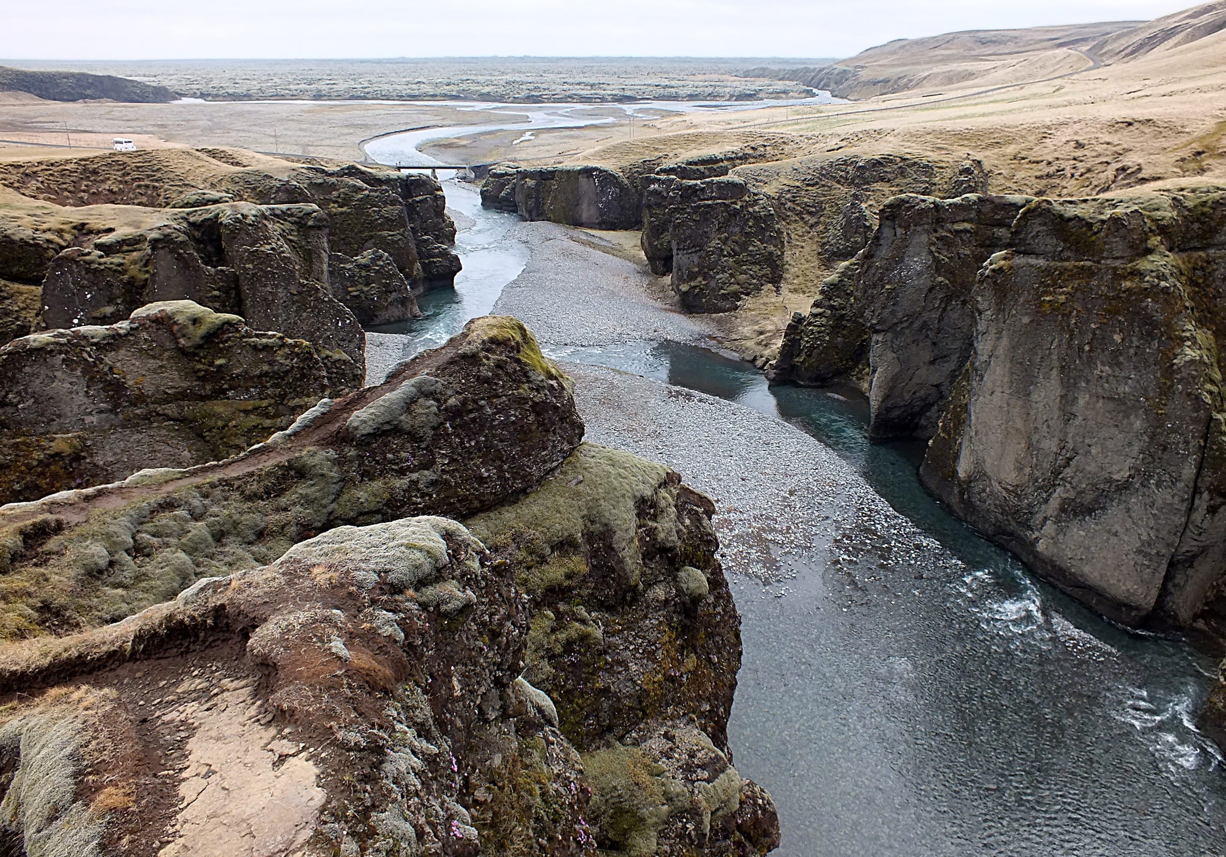 The Fjaðrárgljúfur canyon.
